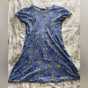 Vintage Blue Floral Mini Dress